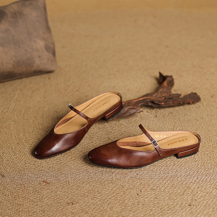 Zaria - Genuine Leather Slip-On Mules
