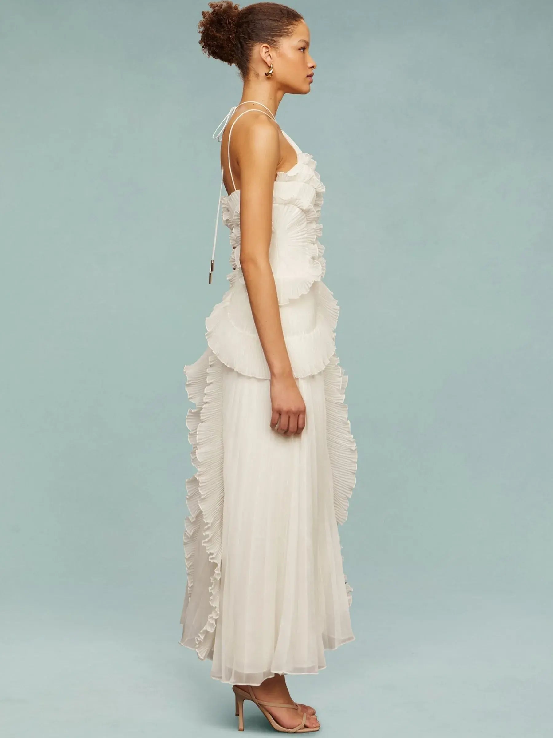 Serena - Frill Halter Neck Midi Dress