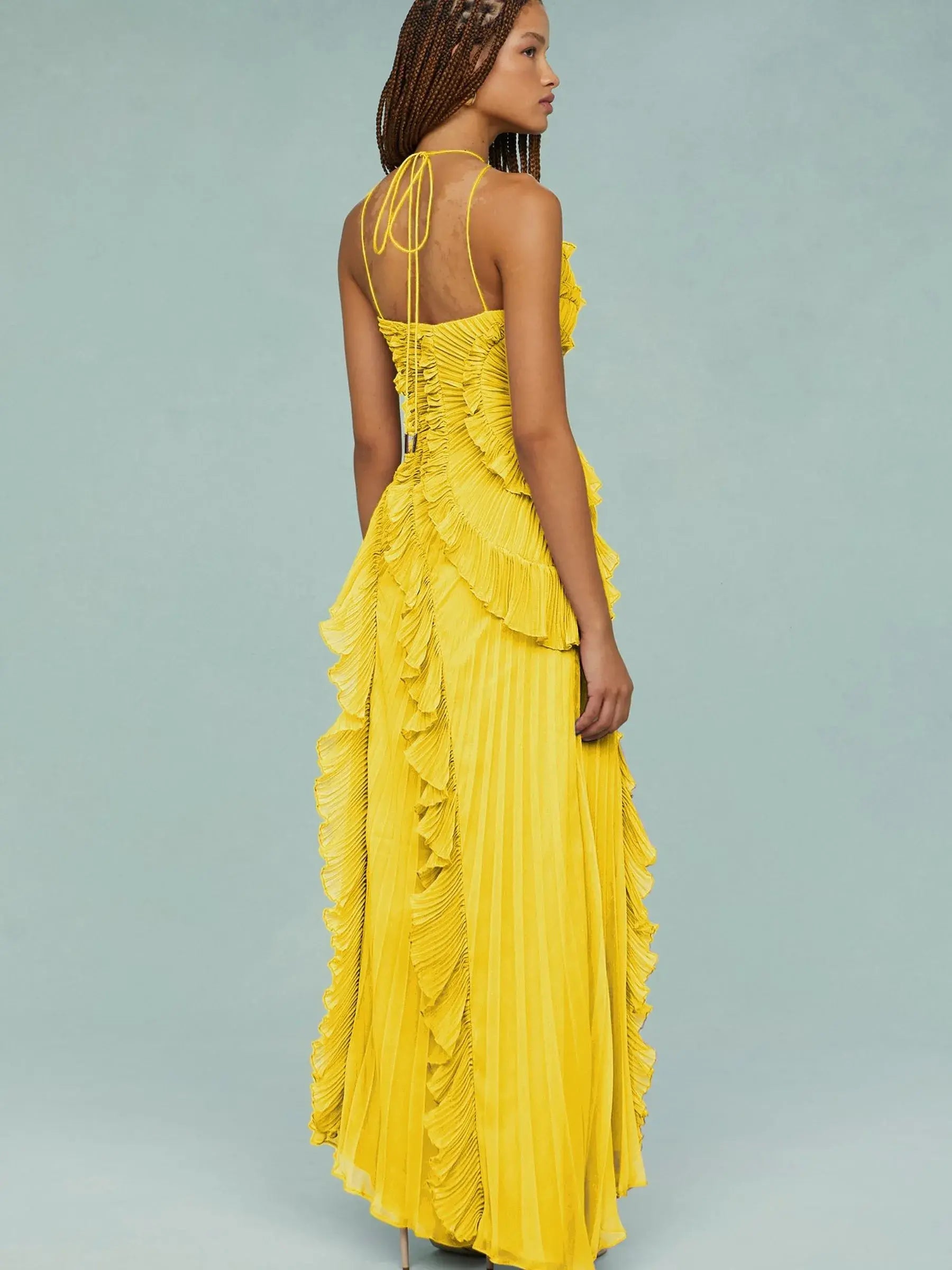 Serena - Frill Halter Neck Midi Dress