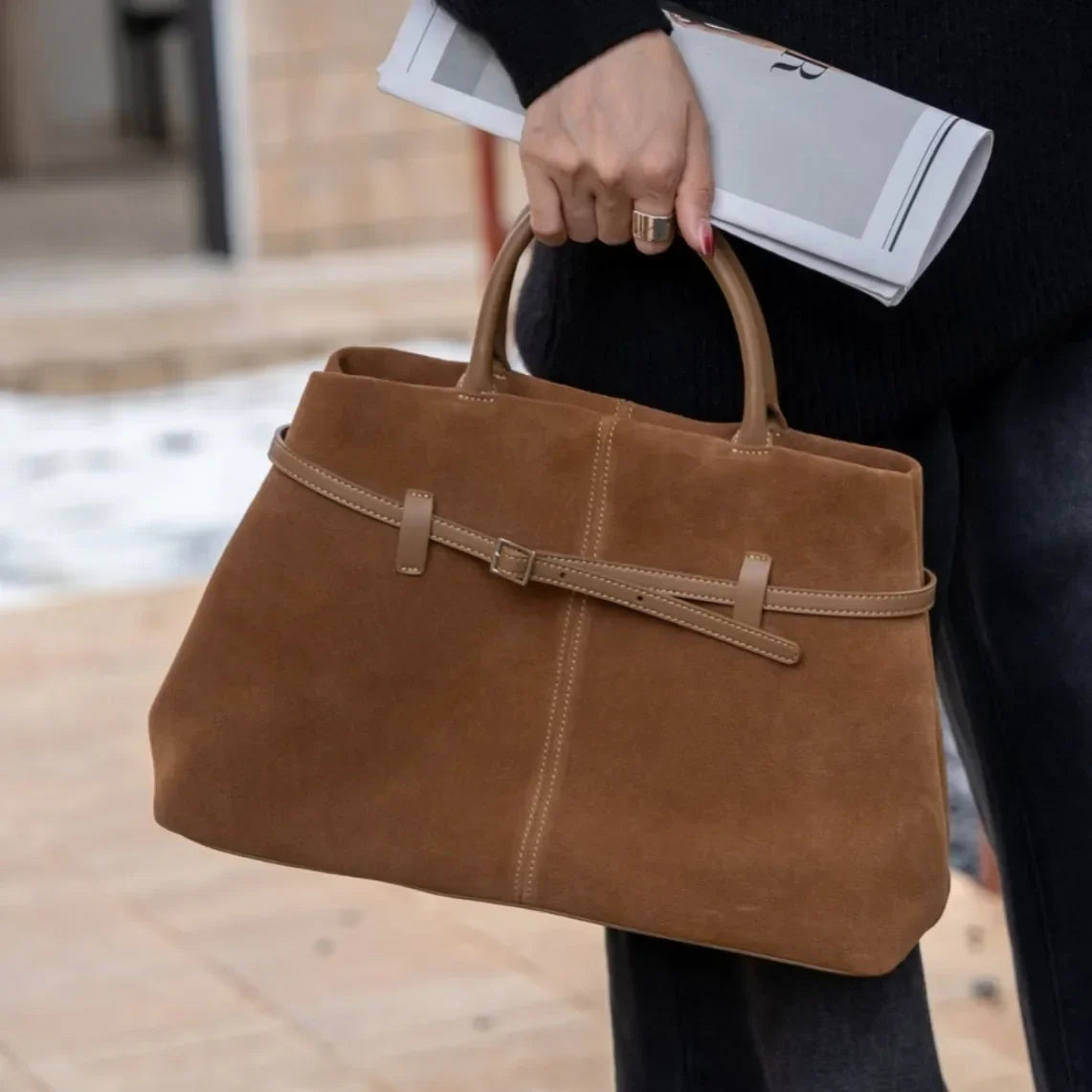 Suede Sutton Tote Bag