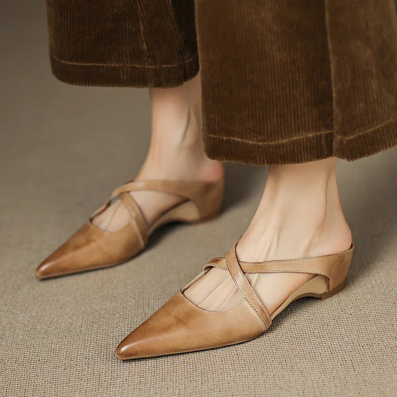 Rosa - Genuine Leather Slip-On Mules