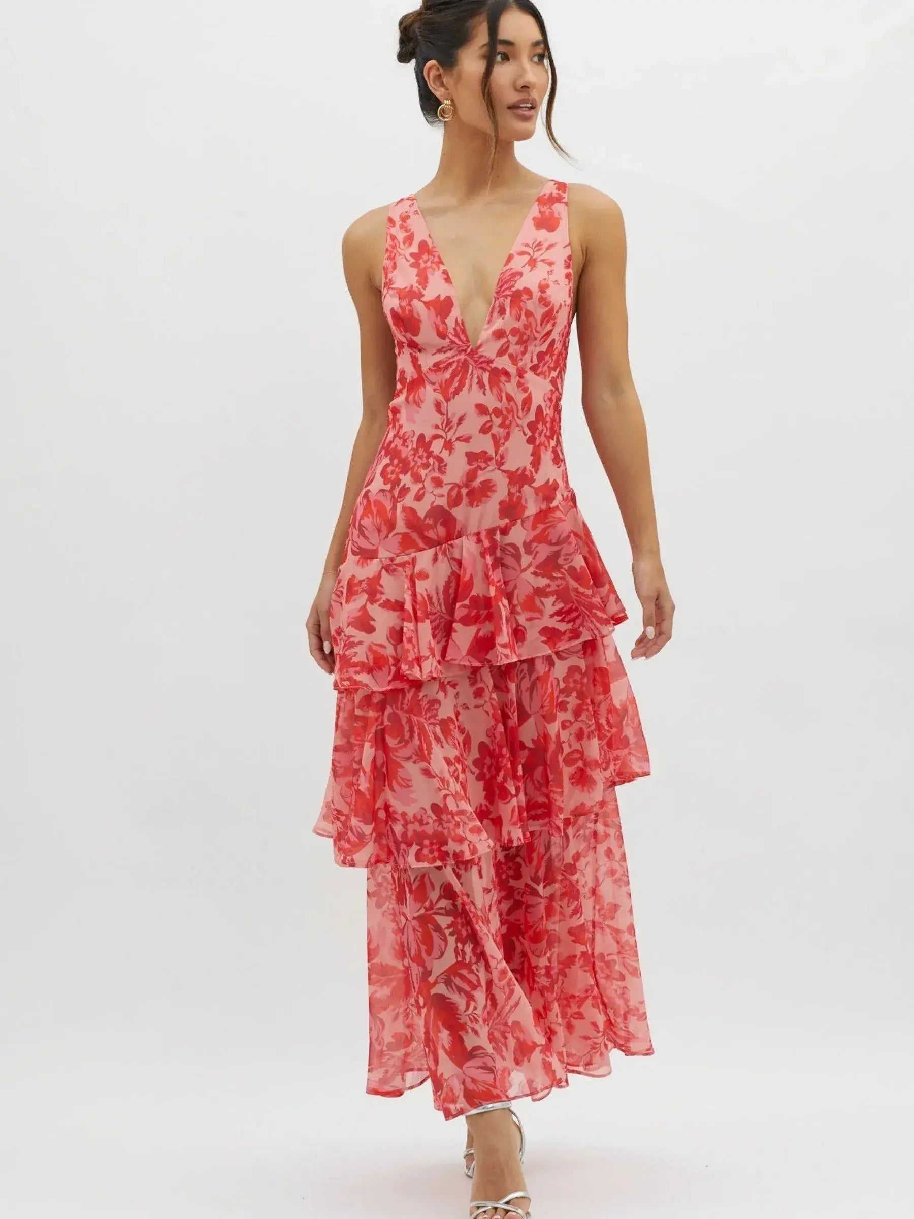 Emily™ - Floral Midi Dress with Shift Design