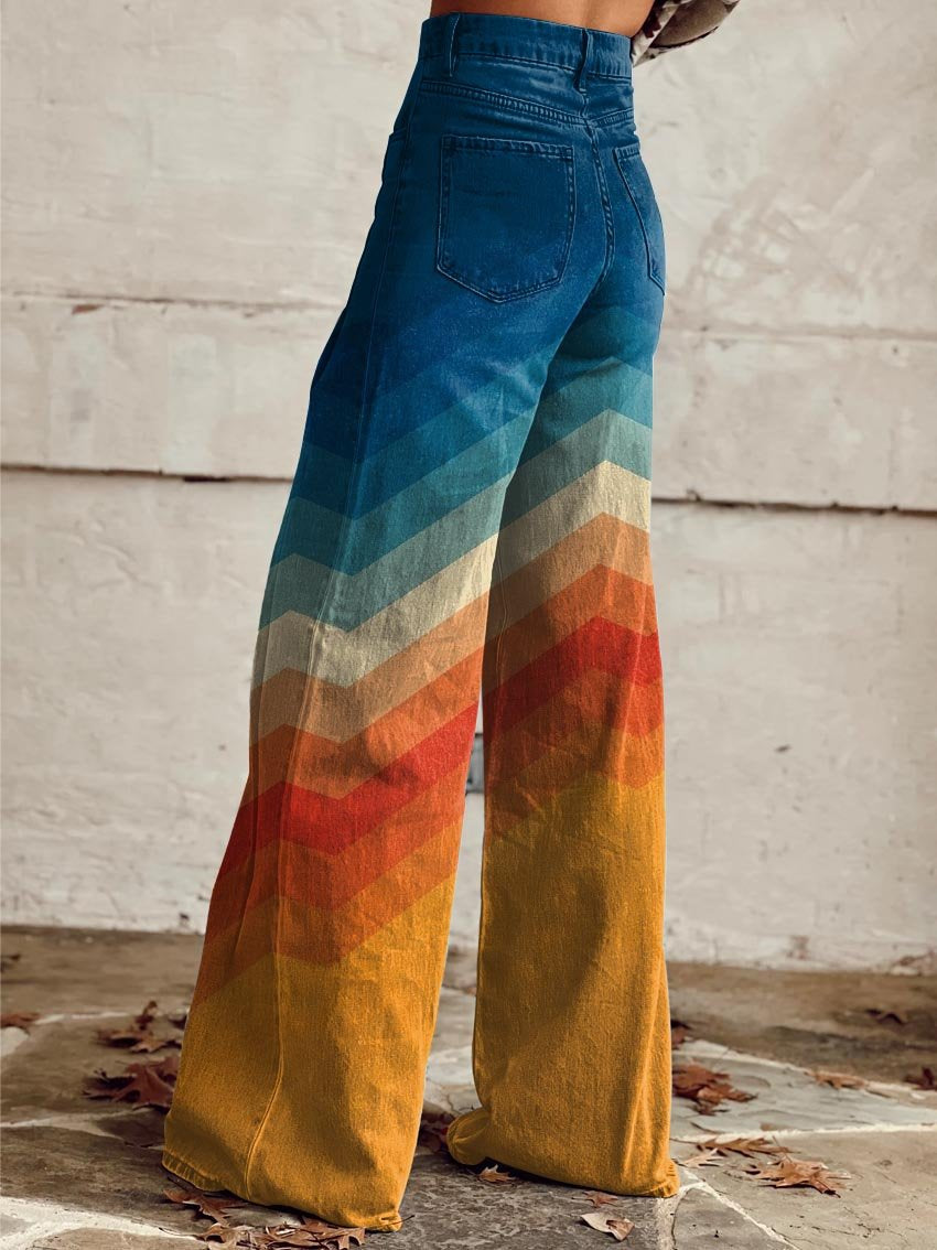 Maya™ -  Stylish Multicolored Striped Wide Leg Pants